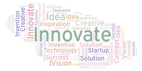 Innovate word cloud, made with text only.
