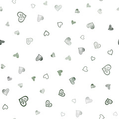 Dark Green vector seamless texture with lovely hearts.