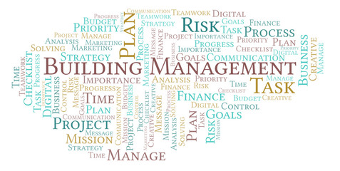 Building Management word cloud, made with text only.