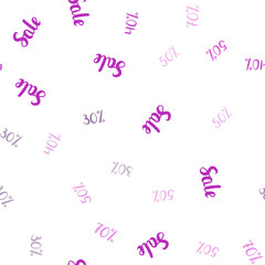 Light Pink vector seamless pattern with 30, 40, 50 percentage signs.