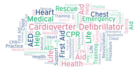Cardioverter Defibrillator word cloud, made with text only.