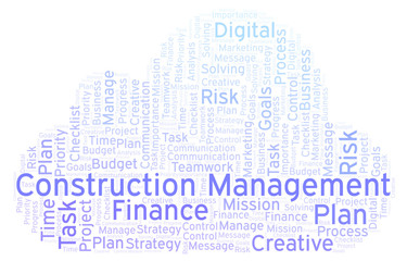 Obraz premium Construction Management word cloud, made with text only.