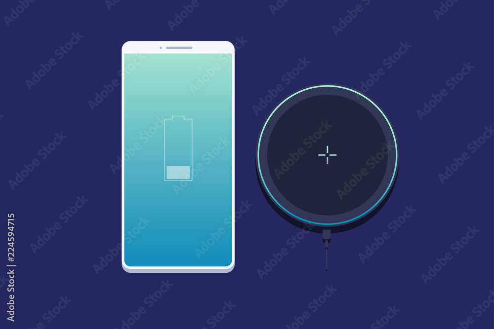 Canvas Prints wireless charger for smartphone. modern technologies. low-charge image on mobile phone screen. vecto