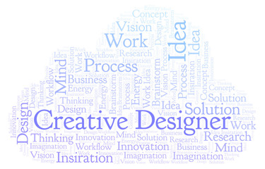 Obraz premium Creative Designer word cloud, made with text only.