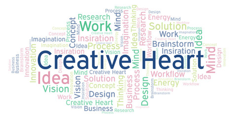 Fototapeta premium Creative Heart word cloud, made with text only.