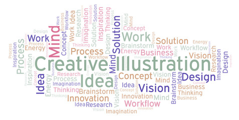 Creative Illustration word cloud, made with text only.