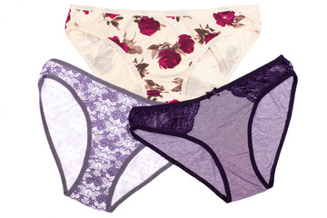 Women's cotton panties flowered isolated on white background.