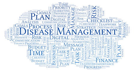 Disease Management word cloud, made with text only.