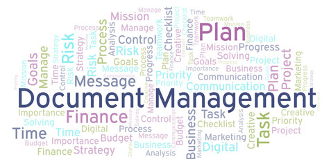 Document Management word cloud, made with text only.