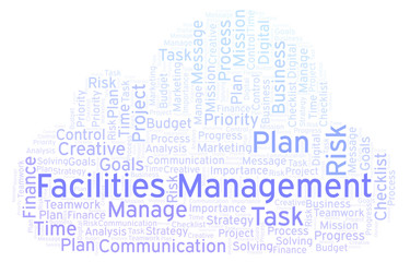 Obraz premium Facilities Management word cloud, made with text only.