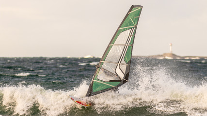 windsurfer on beach