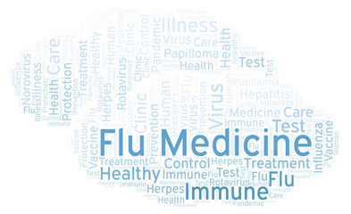 Fototapeta na wymiar Flu Medicine word cloud, made with text only.
