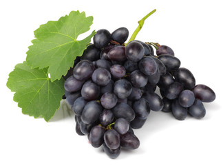 Black grapes isolated on white