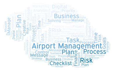 Fototapeta na wymiar Airport Management word cloud, made with text only.