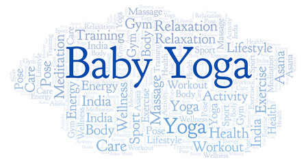 Obraz premium Baby Yoga word cloud.