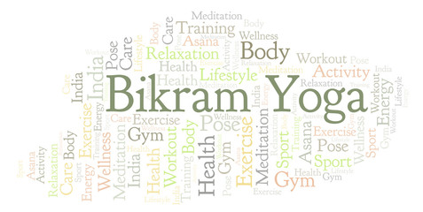 Obraz premium Bikram Yoga word cloud.