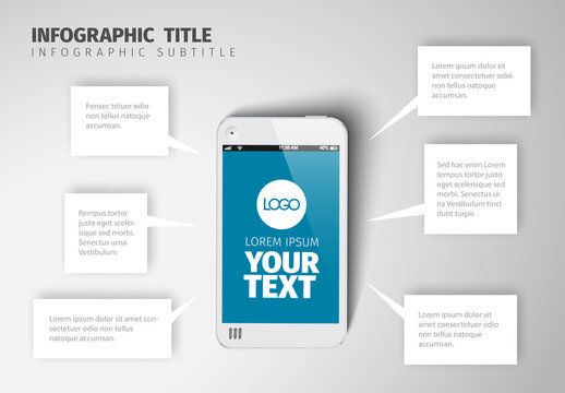 Infographic Layout with Smartphone and Text Bubbles