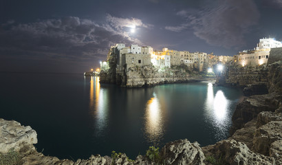 Naklejka premium A panorama of the beautiful Polignano a Mare in Apulia.
