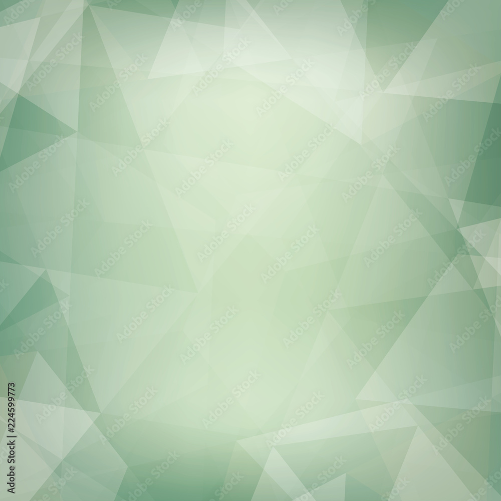 Poster pale green background textured by triangles. vector