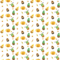 Halloween pattern with cupcakes