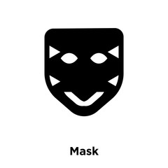 mask icon vector isolated on white background, logo concept of mask sign on transparent background, black filled symbol icon