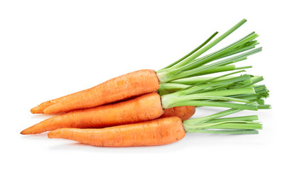 fresh raw carrots isolated on white background