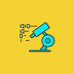 microscope and binary number icon on yellow background