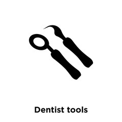 dentist tools icon vector isolated on white background, logo concept of dentist tools sign on transparent background, black filled symbol icon