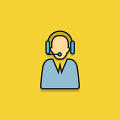 call center service icon on yellow background