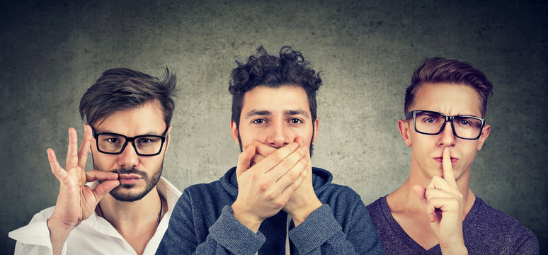 Three secretive men keeping mouth shut.