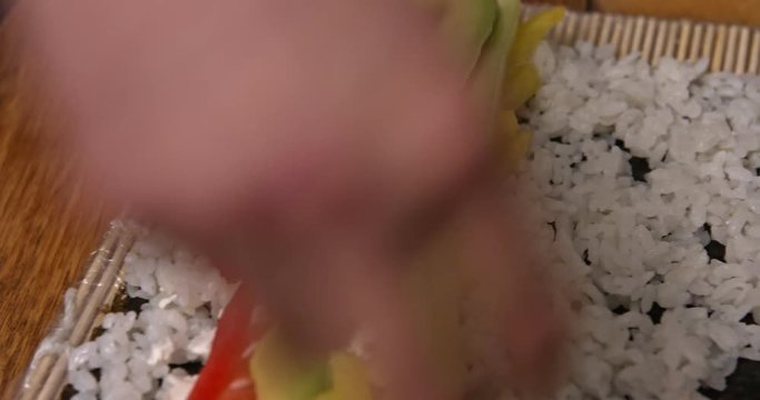 Wrapping homemade sushi