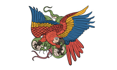 Fototapeta premium Parrot and Snake