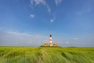 Poster Nordseeküste - Leuchtturm inmitten von Salzwiesen © Countrypixel