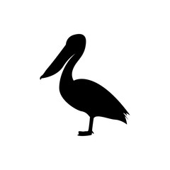 pelican vector silhouette - obrazy, fototapety, plakaty