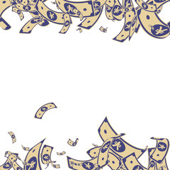 Chinese yuan notes falling. Messy CNY bills on white background. China money. Divine vector illustra