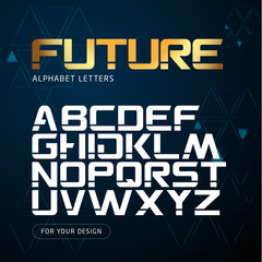 	
Future - modern abstract alphabet letters, sci-fi, space, technology theme. Isolated vector illustration.