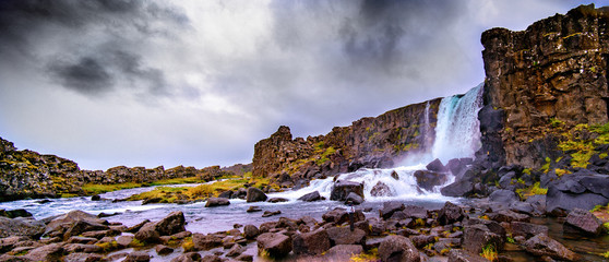 Fototapeta premium Oxarafoss,Thingvellir, National Park, Golden Circle, Iceland