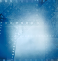 Blue film frames filmstrip movie background