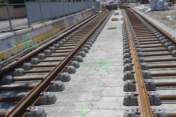 Fototapeta premium chantier-construction d'une ligne de tram