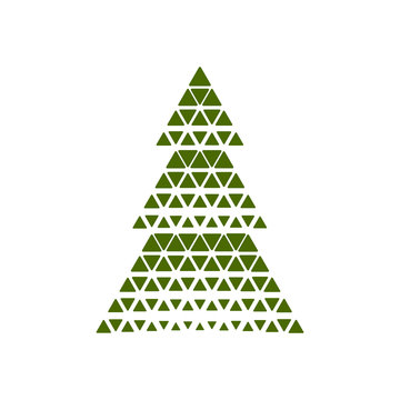 Merry Christmas tree with triangle shape. Vector illustration