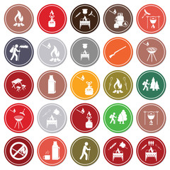 Set of travel and camping equipment icons
