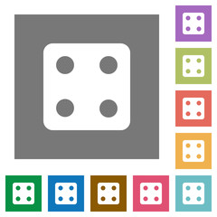 Dice four square flat icons