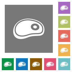 Steak square flat icons