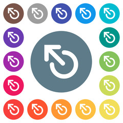 Media eject flat white icons on round color backgrounds