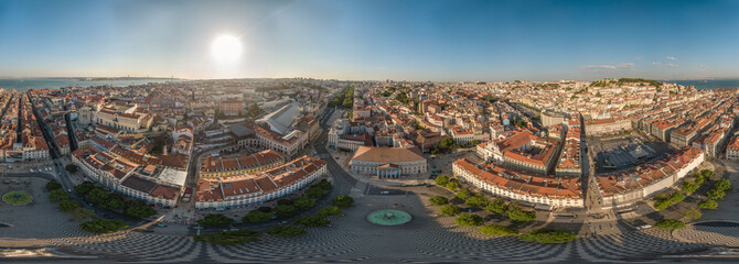 360° Panorama of Lisbon over Rosio Square