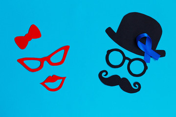 Male and female silhouette patterns. November concept. Funny party faces