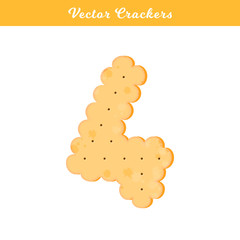 Vector Illustration. Health cracker. Isolated cookie: figure four. Icon 4.