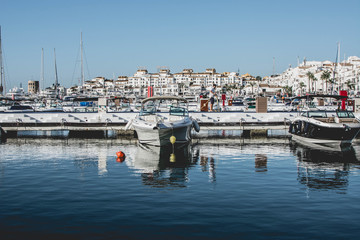 Fototapeta premium The view of Puerto Banus marina of Marbella, Costa del Sol, Spain