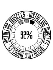 rund kreis cool installing muscles please wait ladebalken installiere fitness training bodybuilder muskeln stark sexy wachsen bitte warten loading laden trainieren sport kraft logo design clipart