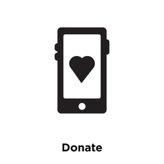 donate icon vector isolated on white background, logo concept of donate sign on transparent background, black filled symbol icon